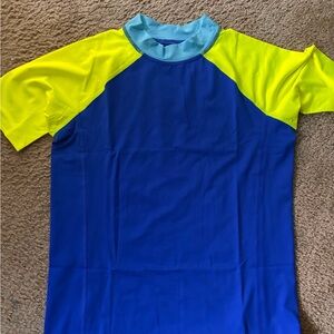 Lands' End Kids Swim Rashguard - Blue and Yellow